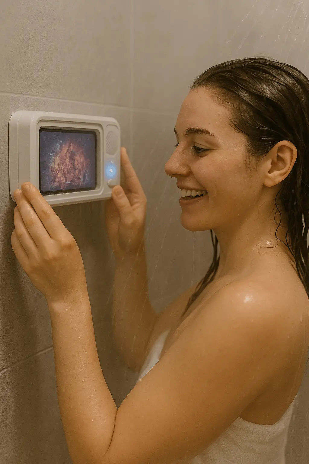 Shower Phone Holder with Bluetooth Speaker IPX4 Waterproof A