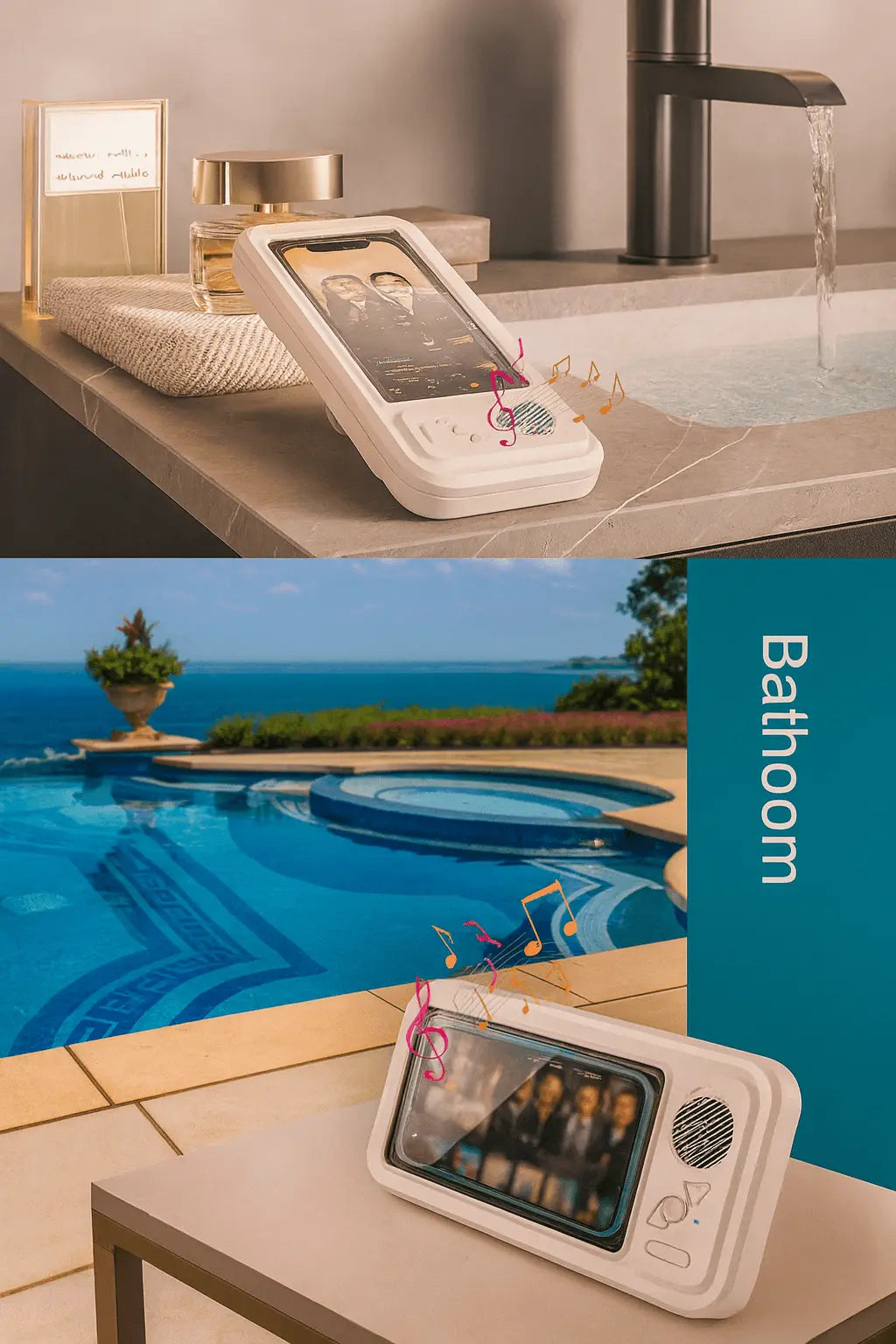Shower Phone Holder with Bluetooth Speaker IPX4 Waterproof A