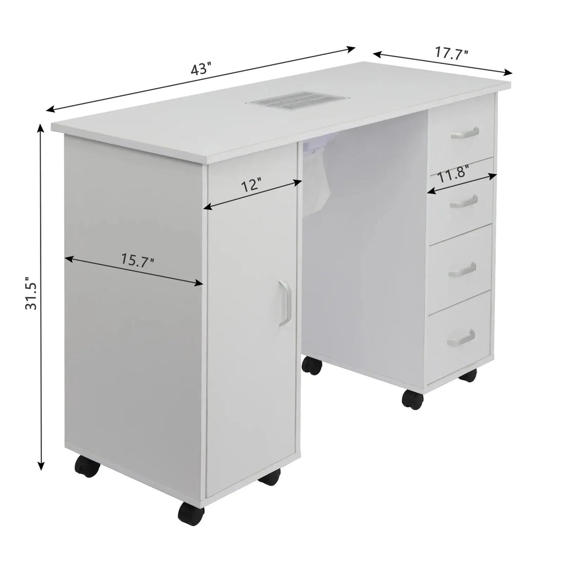 Movable Nail Table MDF Manicure Table with Casters Rest Barber Furniture Manufacturers Supply Nail Tables for Beauty Salon Novara Shop