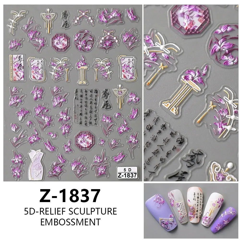 Chinese Style Nail Stickers Fashionable Nail Art Decorations Easy to Apply Home Beauty Salon Supplies Novara Shop