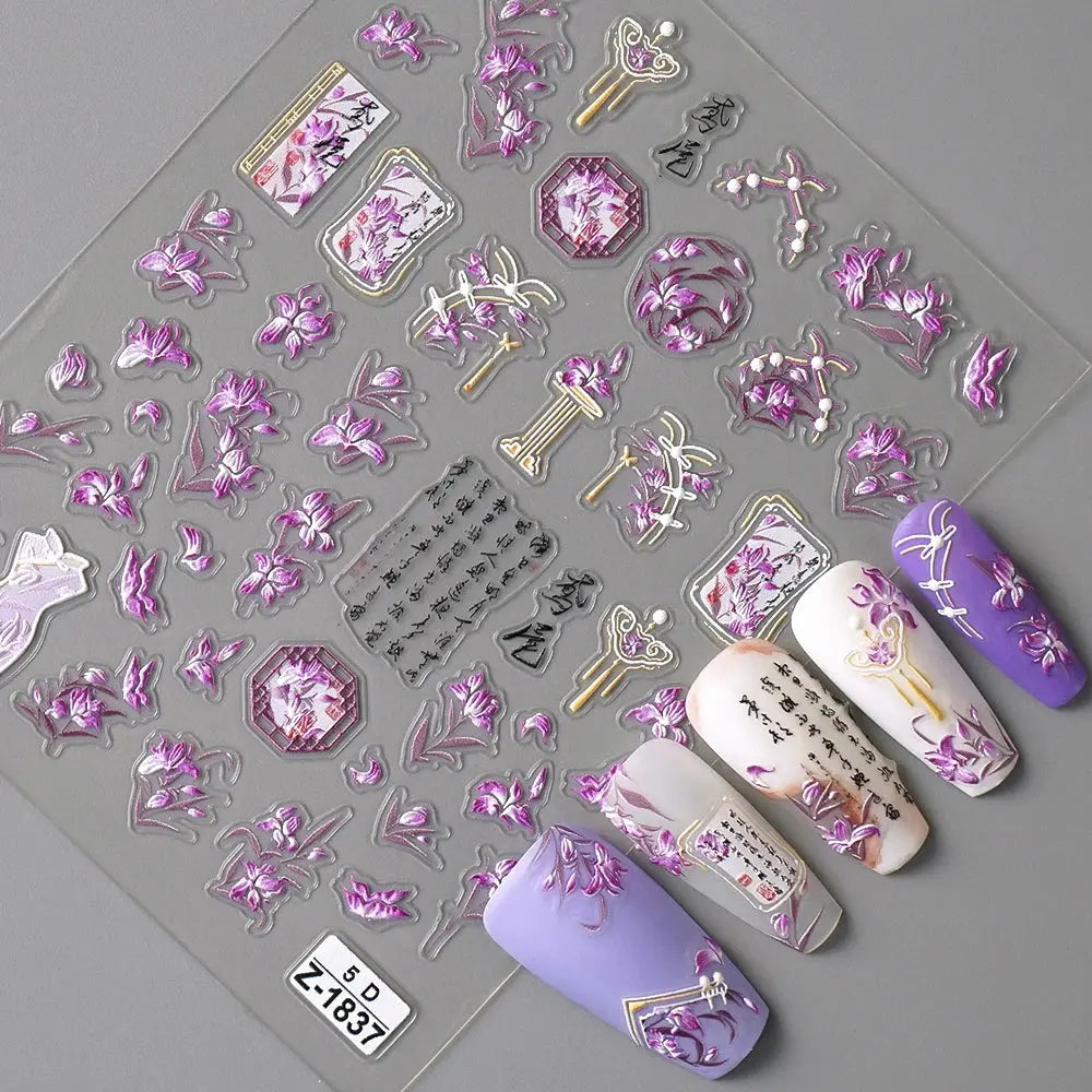 Chinese Style Nail Stickers Fashionable Nail Art Decorations Easy to Apply Home Beauty Salon Supplies Novara Shop