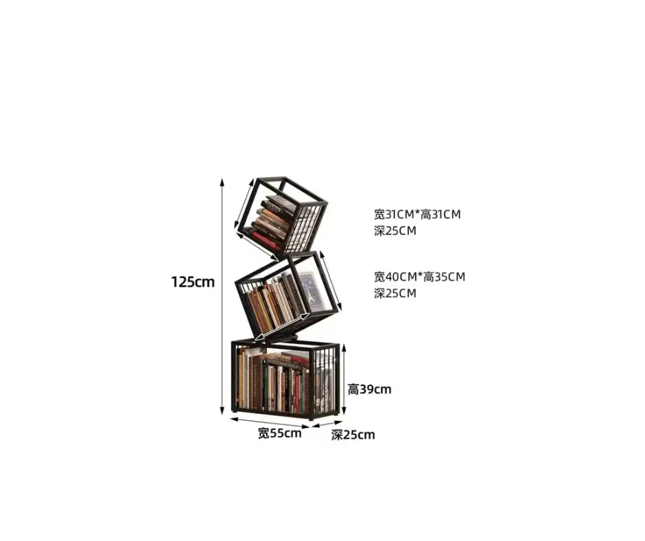 Rotating Bookshelf Storage Book Shelves Magazine Rack Shelf Organizer Aesthetic Children&