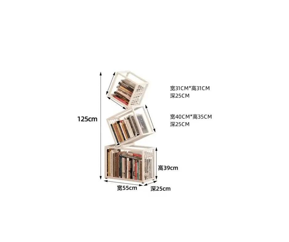 Rotating Bookshelf Storage Book Shelves Magazine Rack Shelf Organizer Aesthetic Children&