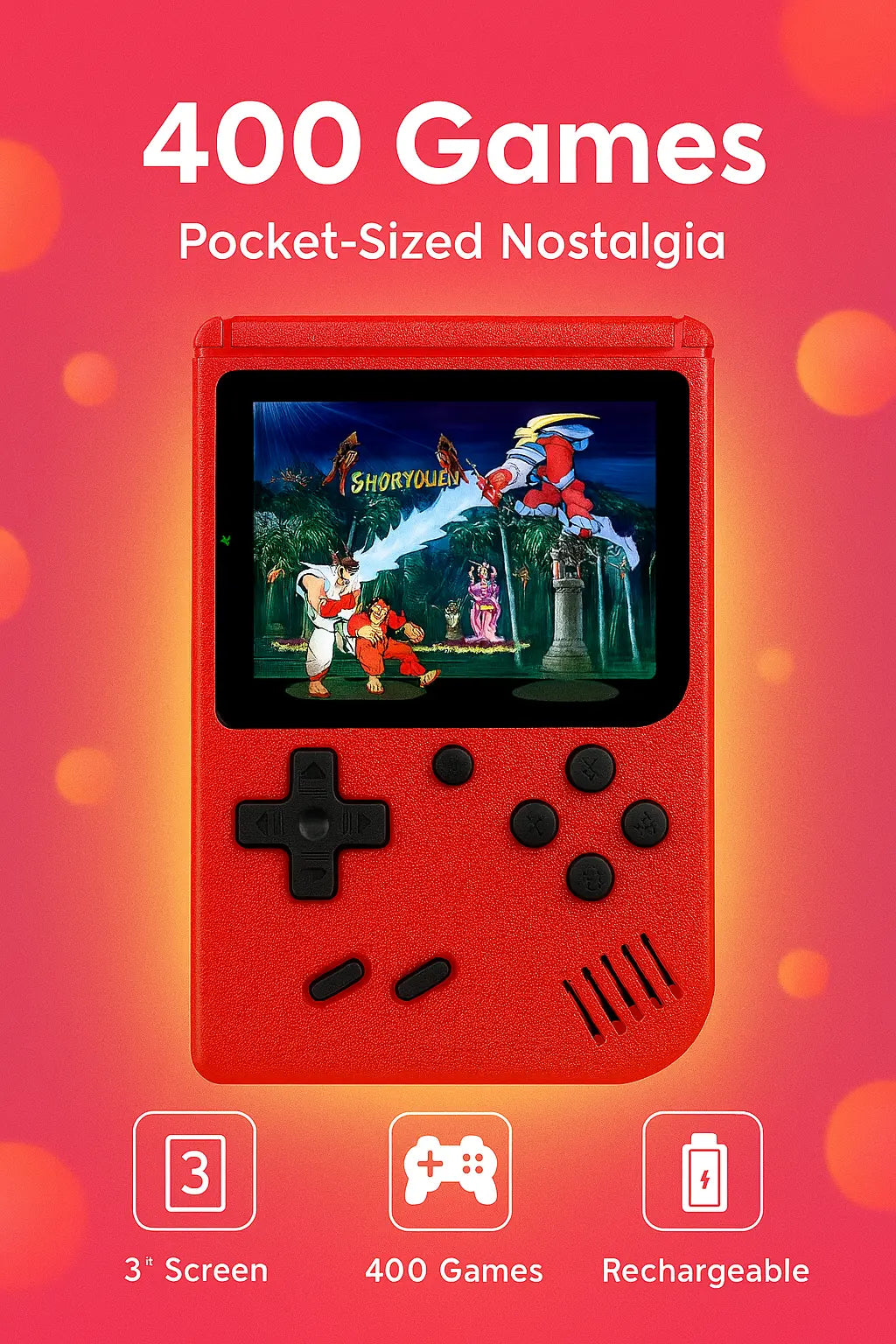 400 In 1 MINI Games Handheld Game Players Portable Retro Video Console Boy 8 Bit 3.0 Inch Color LCD Screen Games - Novarashop