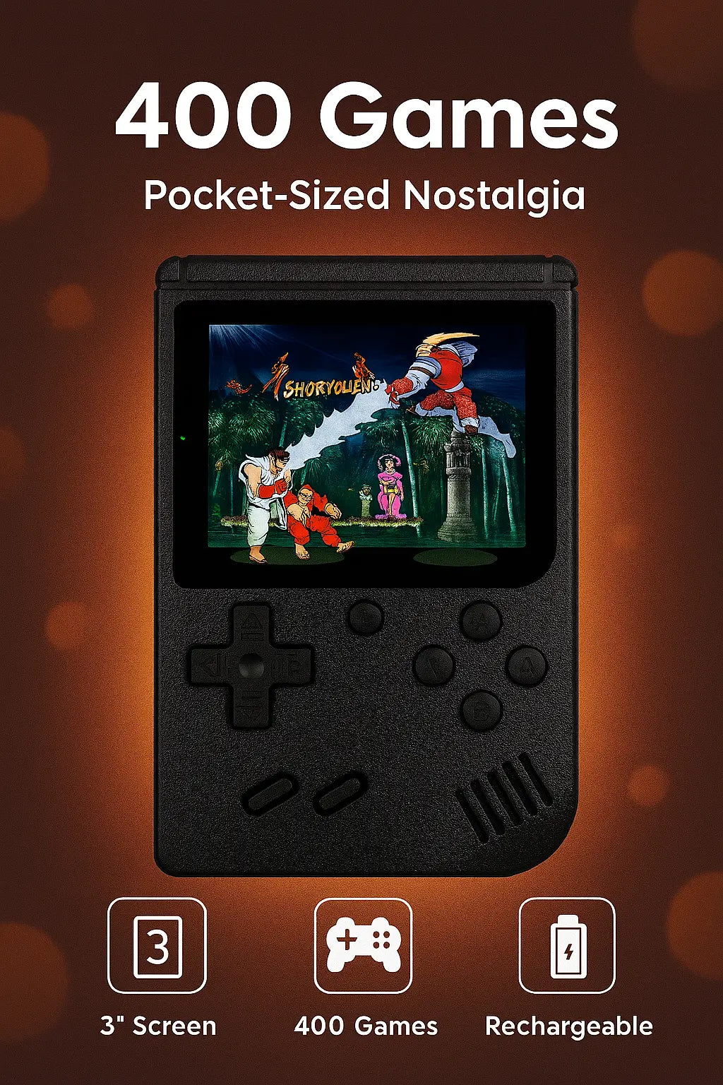 400 In 1 MINI Games Handheld Game Players Portable Retro Video Console Boy 8 Bit 3.0 Inch Color LCD Screen Games - Novarashop