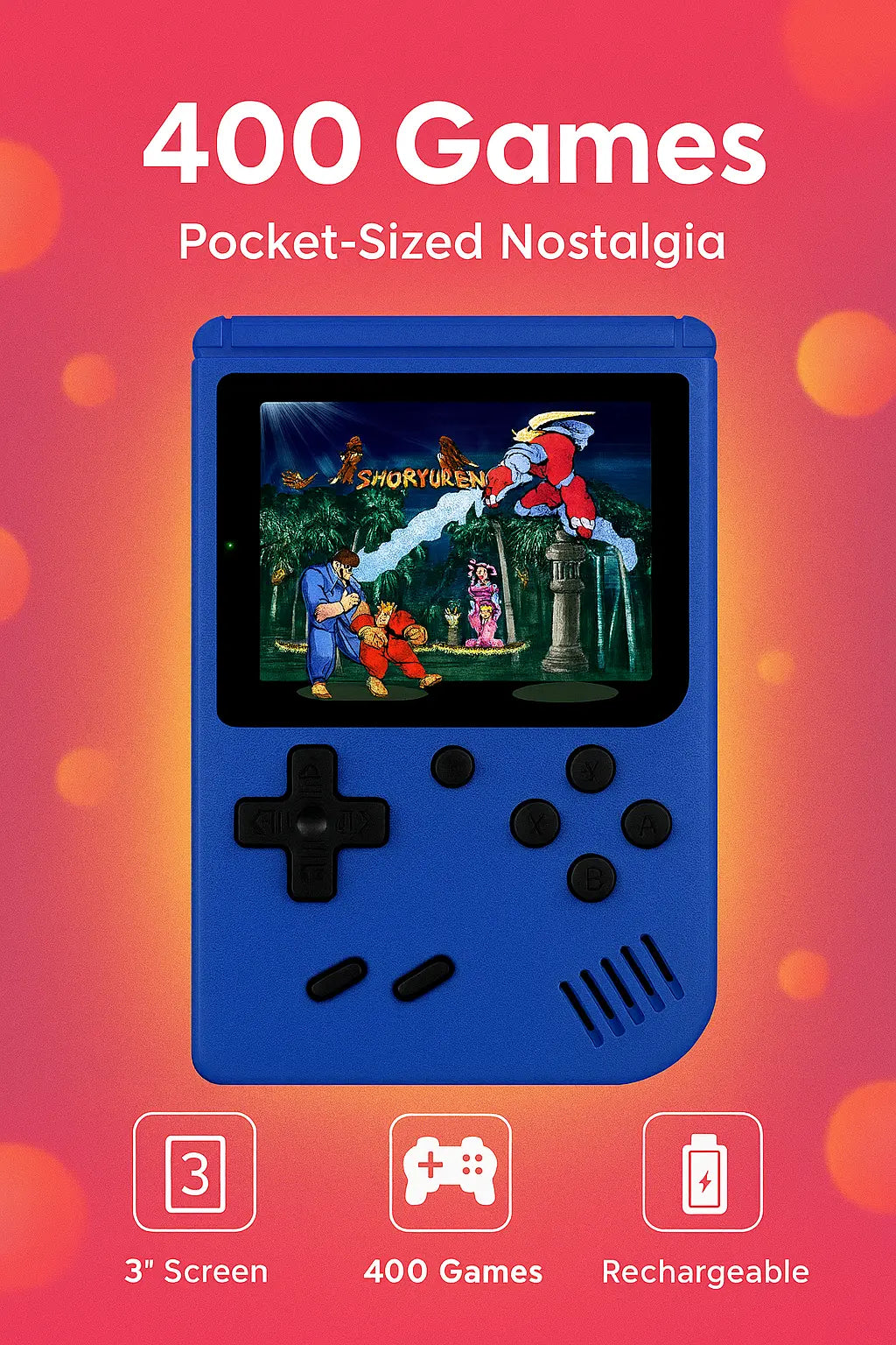 400 In 1 MINI Games Handheld Game Players Portable Retro Video Console Boy 8 Bit 3.0 Inch Color LCD Screen Games - Novarashop