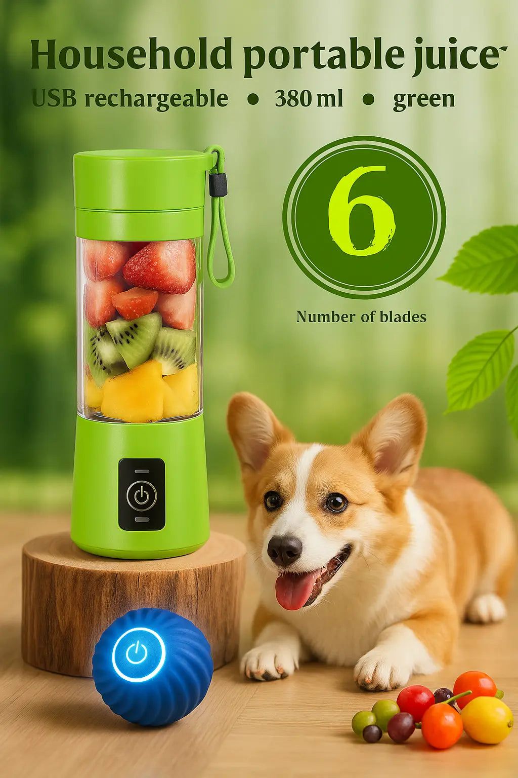 New Mini Portable Blender Bottle USB 6 Blades Fruit Fresh Juicer Smoothies Mixer Machine Crusher Food Processor for Kitchen - Novarashop