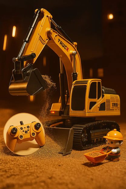 Alloy Remote Control Excavator Toy Car with Lights Sound Effect Electric Excavator Automobile Engineering Vehicle Children Gifts - Novarashop