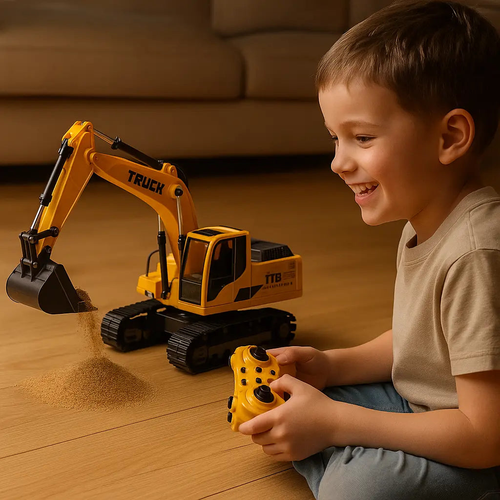 Alloy Remote Control Excavator Toy Car with Lights Sound Effect Electric Excavator Automobile Engineering Vehicle Children Gifts - Novarashop