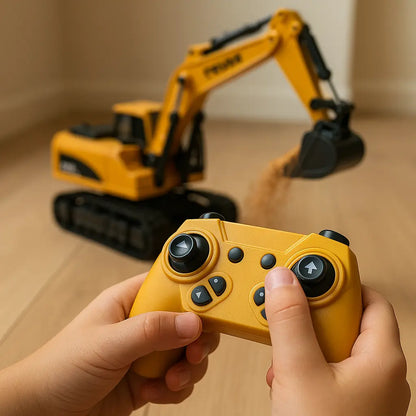 Alloy Remote Control Excavator Toy Car with Lights Sound Effect Electric Excavator Automobile Engineering Vehicle Children Gifts - Novarashop