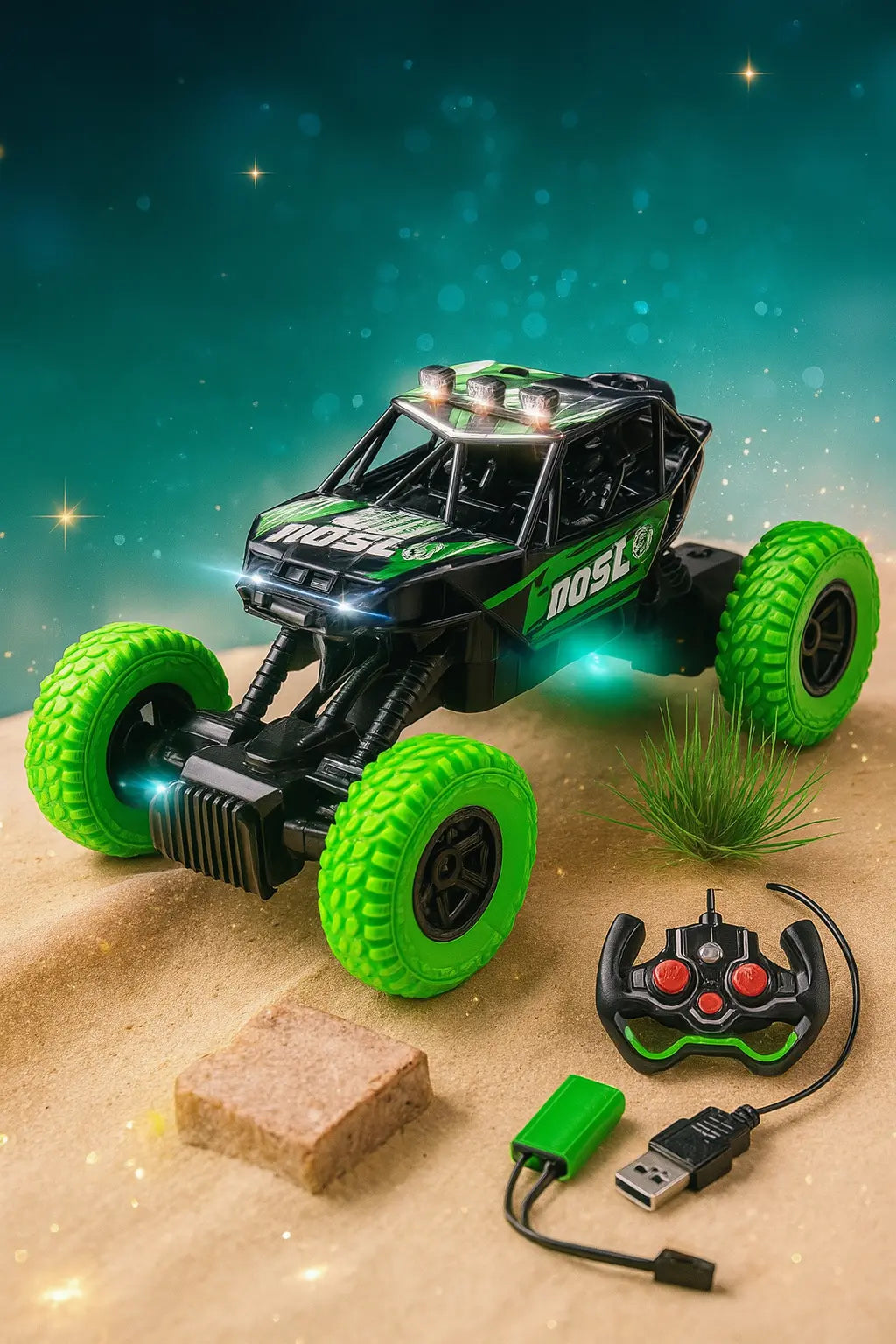 Hot Toy High Speed Remote Control Cars With Colorful Flashing LED Lights Rubber Wheels Off-road Car Toys For Boys Children Gifts - Novarashop